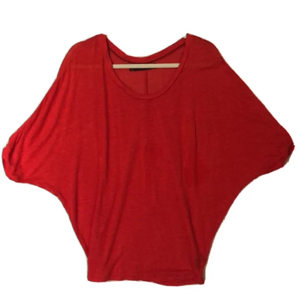 Patterson J. Kincaid Red Linen Dolman Sleeve Top